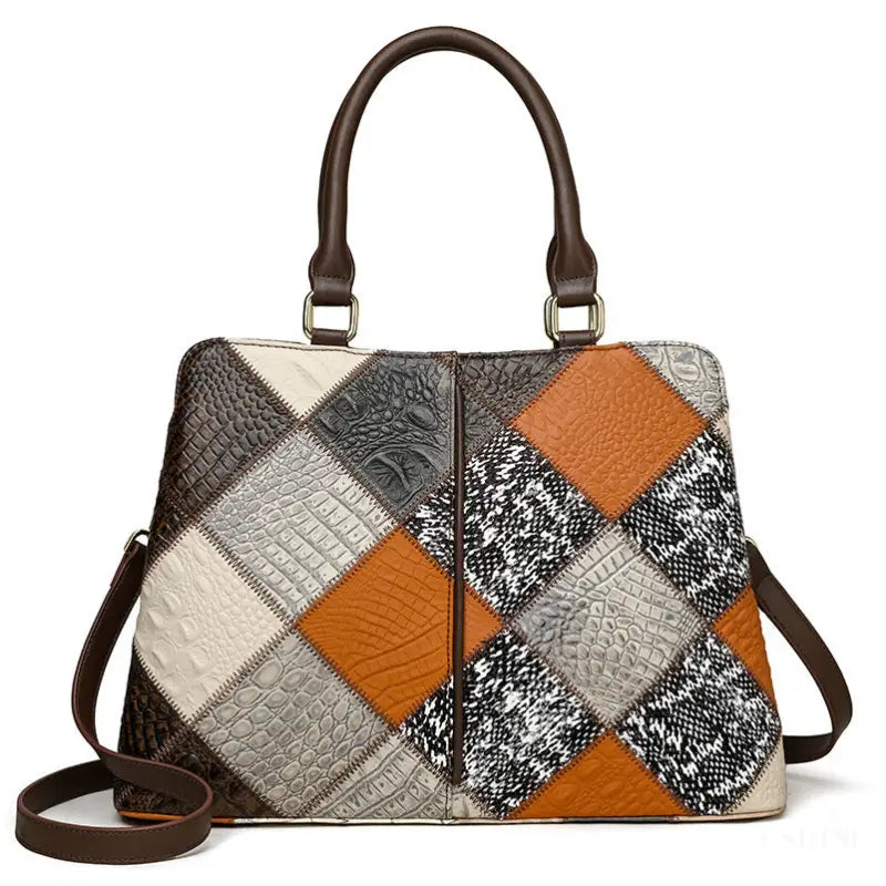 Sac à bandoulière couleur contraste patchwork pour femme