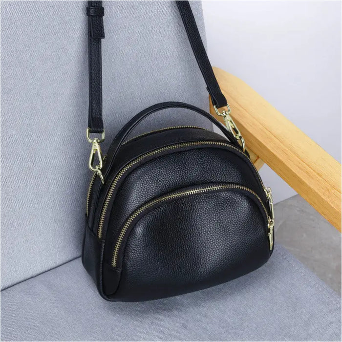 Sac à bandoulière unique en cuir pour femme - Noir - Sacs