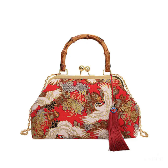 Sac à Main Brodé Style Chinois Rétro - Rouge - Sacs de jour