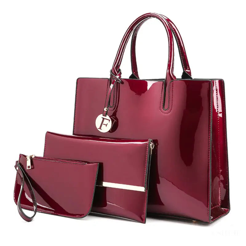 Sac En Cuir Verni - Set Bordeaux - Sacs de jour