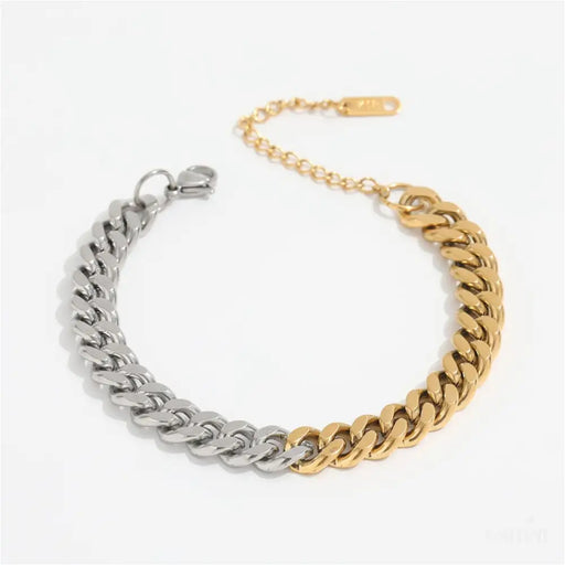 Sally - Duo Cuban Chain Bracelet Gold Silver 6mm, 8mm-0