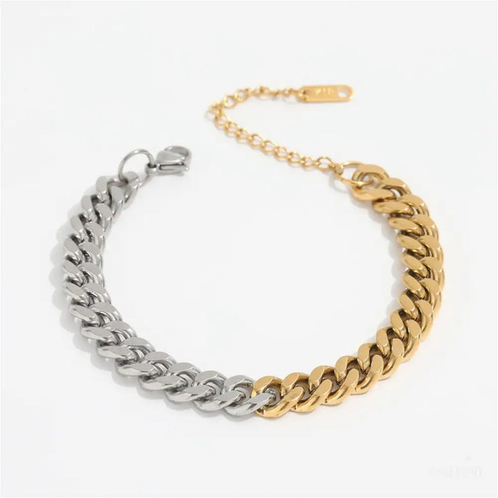 Sally - Duo Cuban Chain Bracelet Gold Silver 6mm, 8mm-0