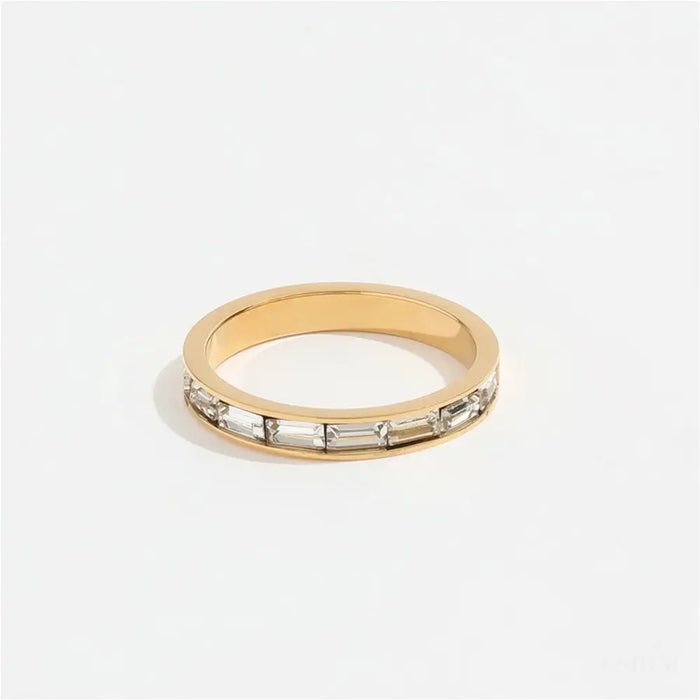 Samoa - Dainty Baguette Crystal Gold Band-0