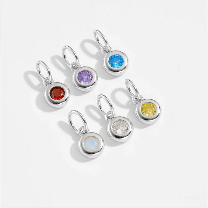 Shauna - Round Capsule Birthstone Charm-1