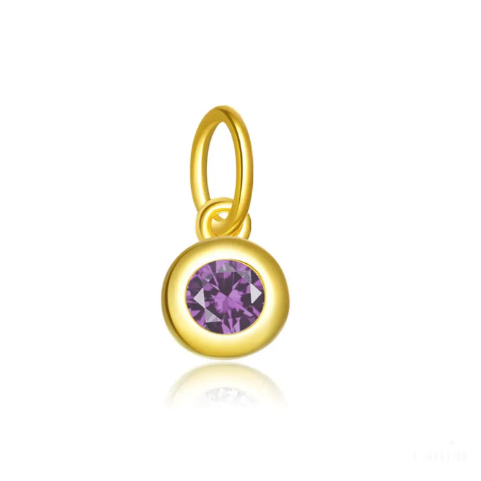 Shauna - Round Capsule Birthstone Charm-14