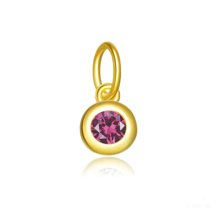 Shauna - Round Capsule Birthstone Charm-11