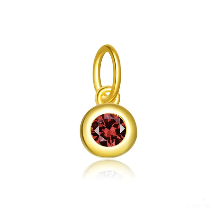 Shauna - Round Capsule Birthstone Charm-13