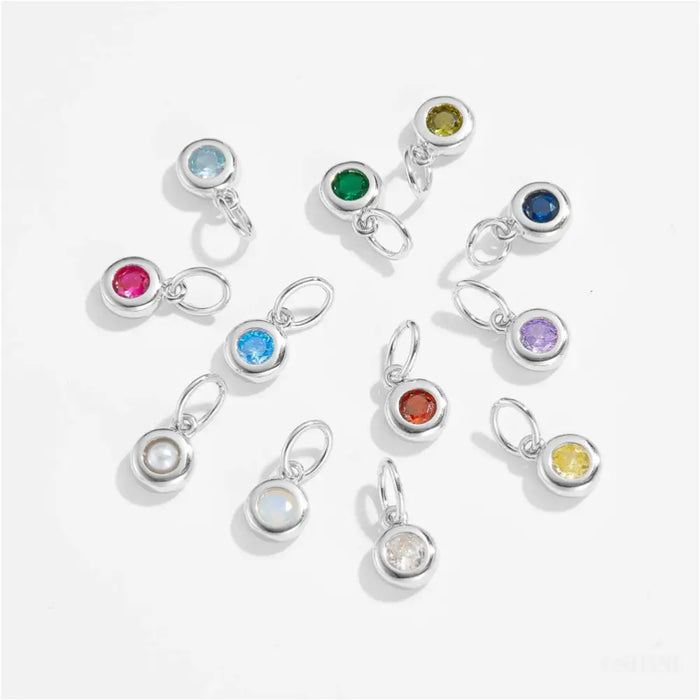 Shauna - Round Capsule Birthstone Charm-3