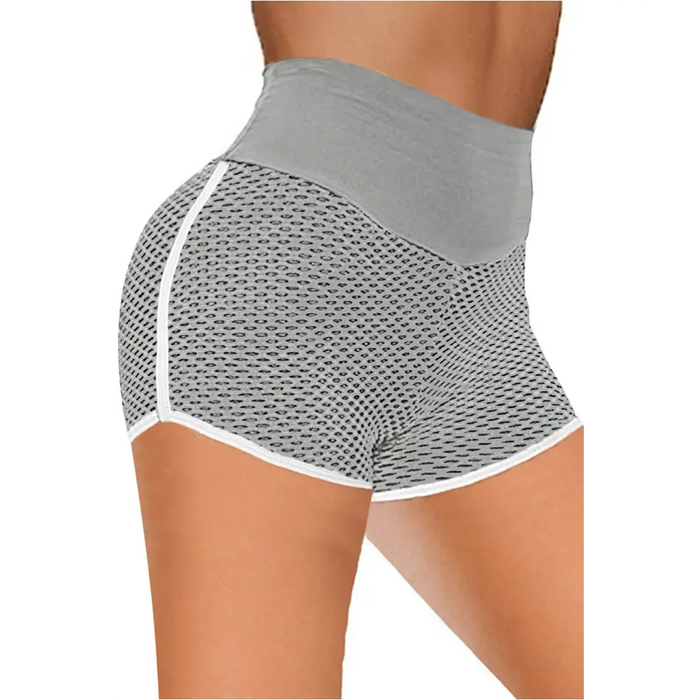 Short de yoga gris en nid d'abeille -1