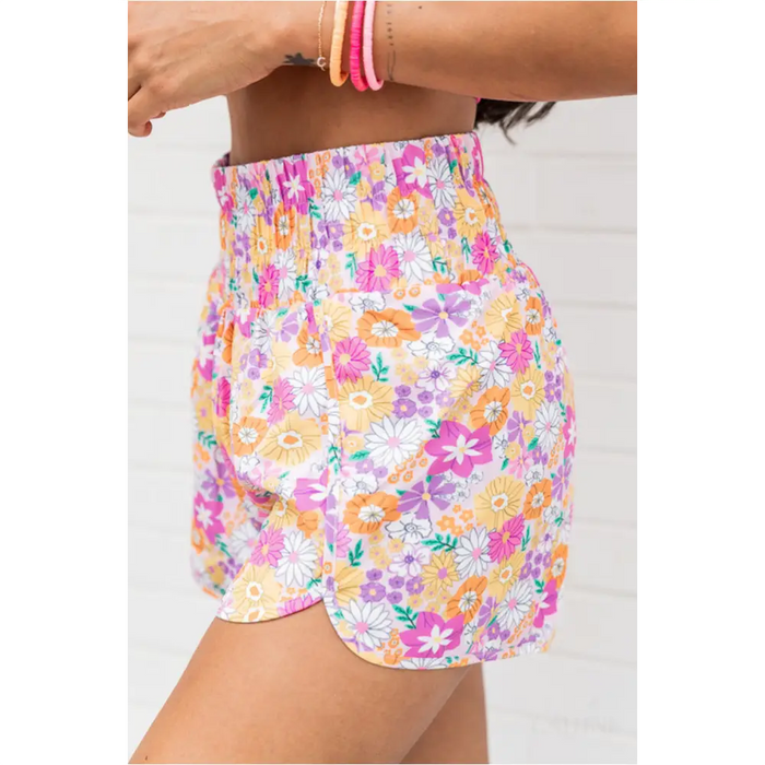 Short décontracté taille haute à motif floral Boho-2