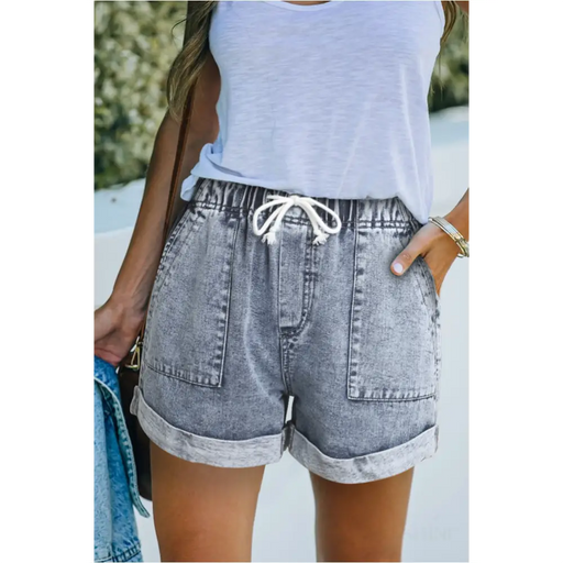 Short en jean gris-0