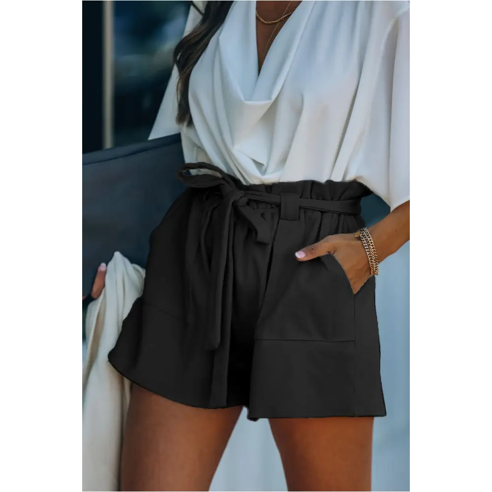 Short en tricot de coton noir-0