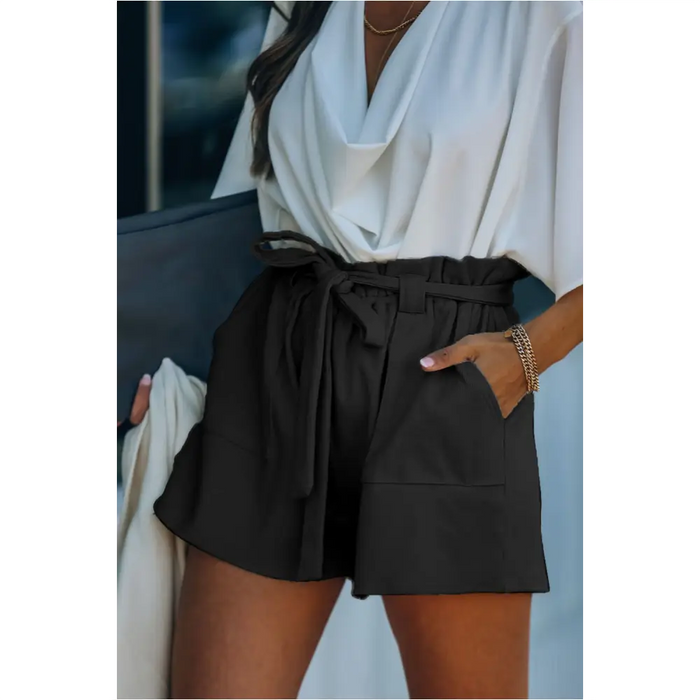 Short en tricot de coton noir-0