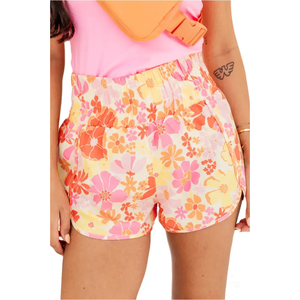 Short fleurs style Boho orange-3