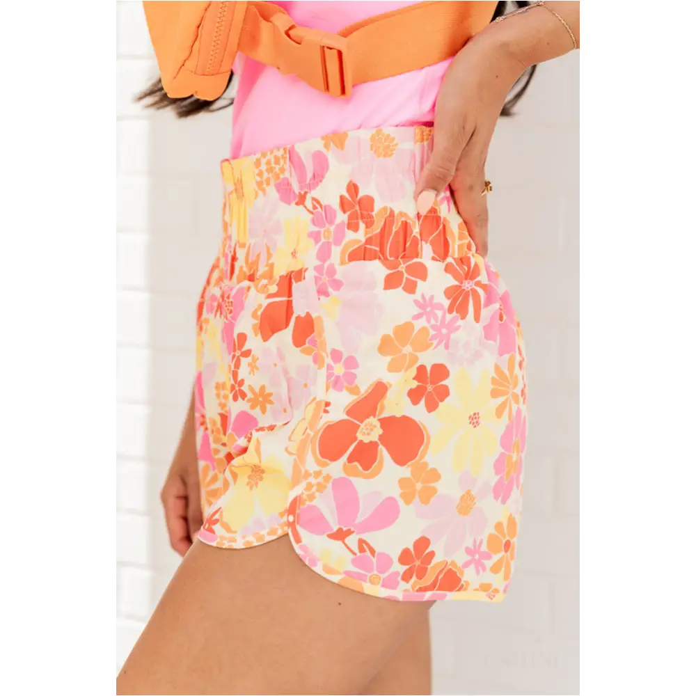 Short fleurs style Boho orange-2