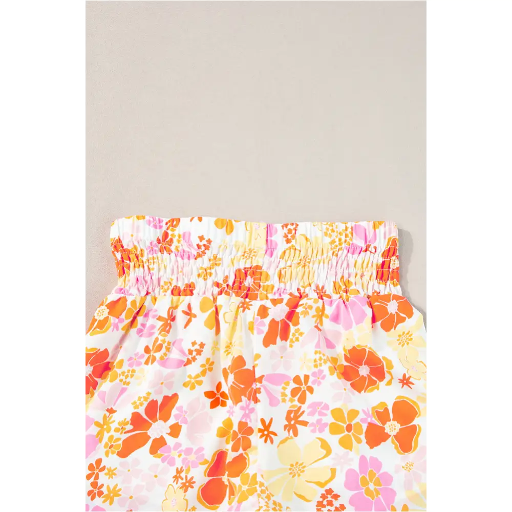 Short fleurs style Boho orange-8