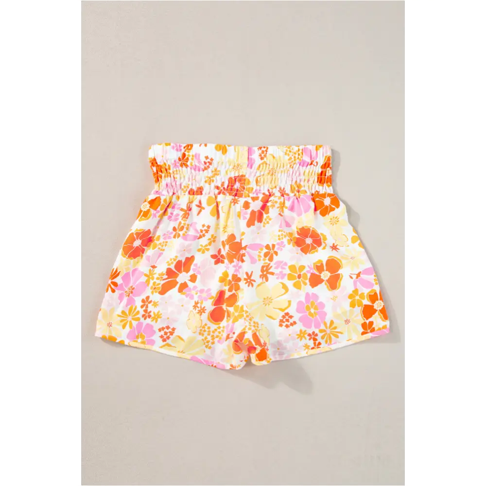 Short fleurs style Boho orange-6