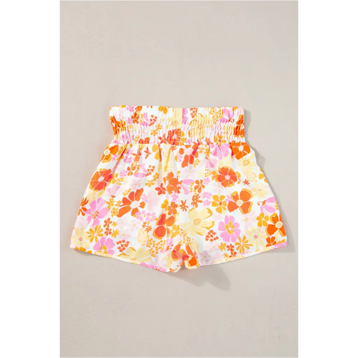 Short fleurs style Boho orange-6