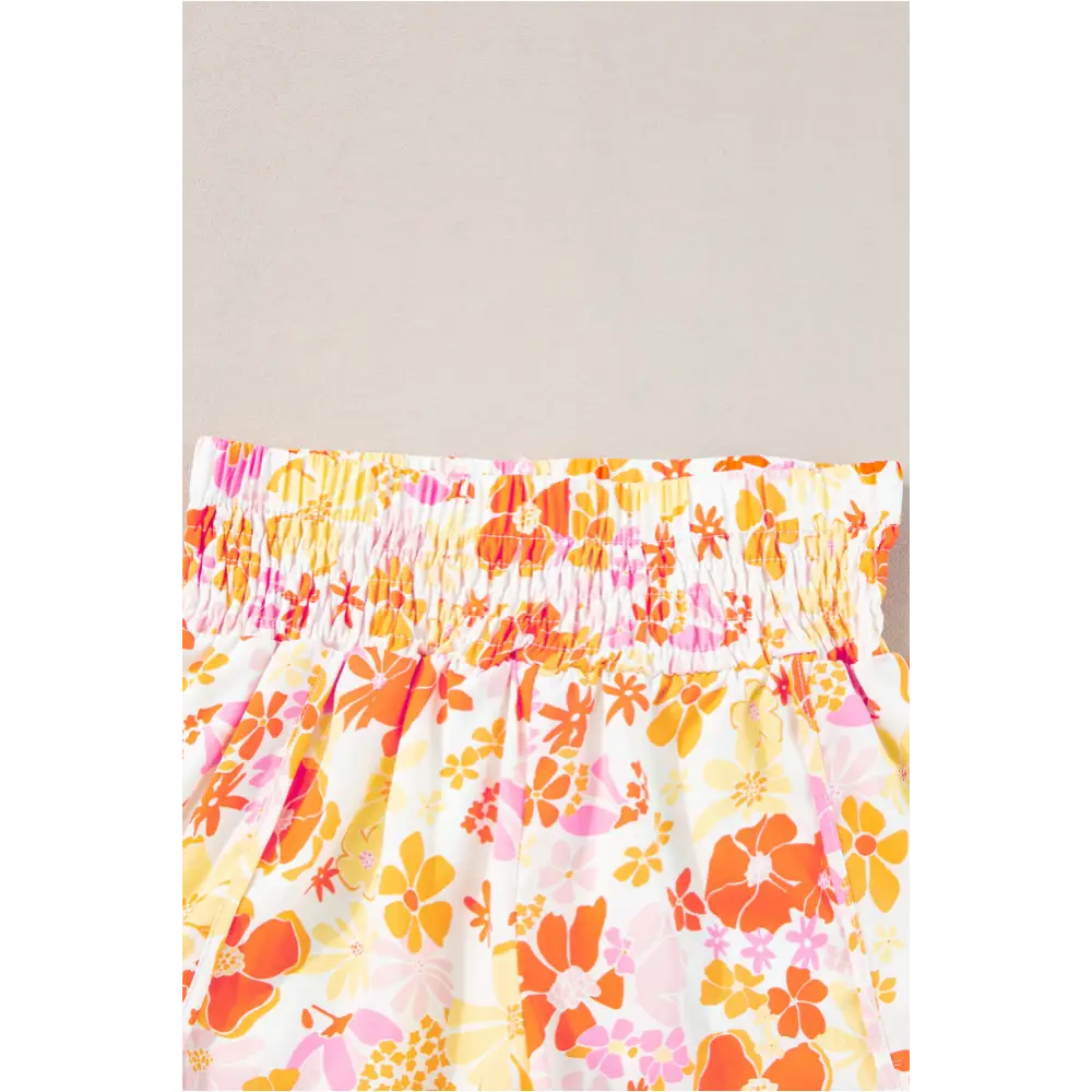 Short fleurs style Boho orange-7