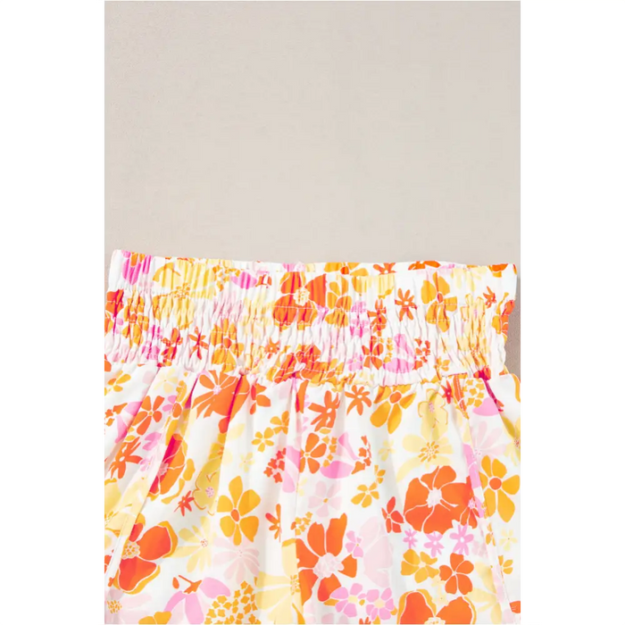 Short fleurs style Boho orange-7