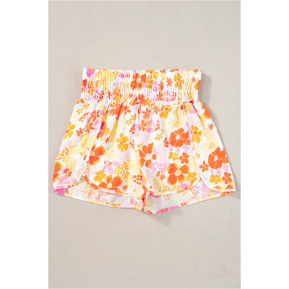 Short fleurs style Boho orange-5