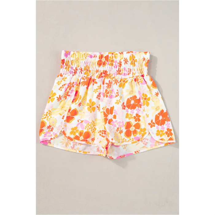 Short fleurs style Boho orange-5