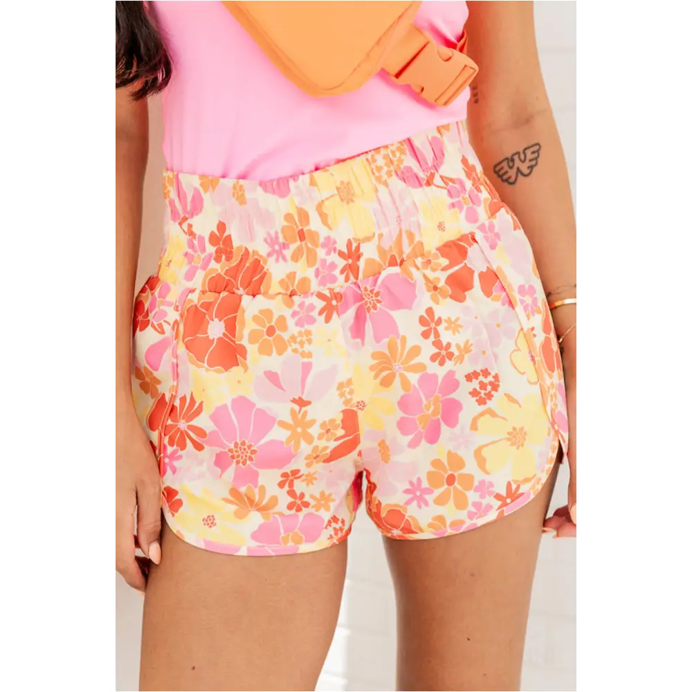 Short fleurs style Boho orange-0