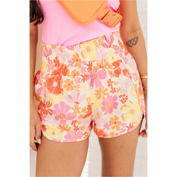 Short fleurs style Boho orange-0