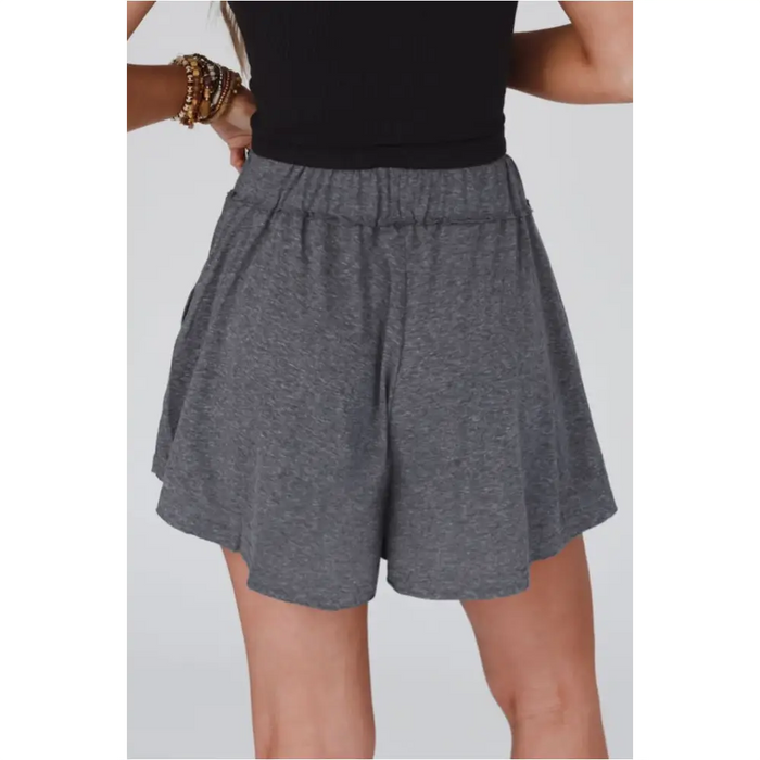 Short jupe gris à taille élastique-1