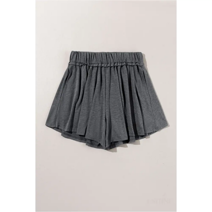 Short jupe gris à taille élastique-6