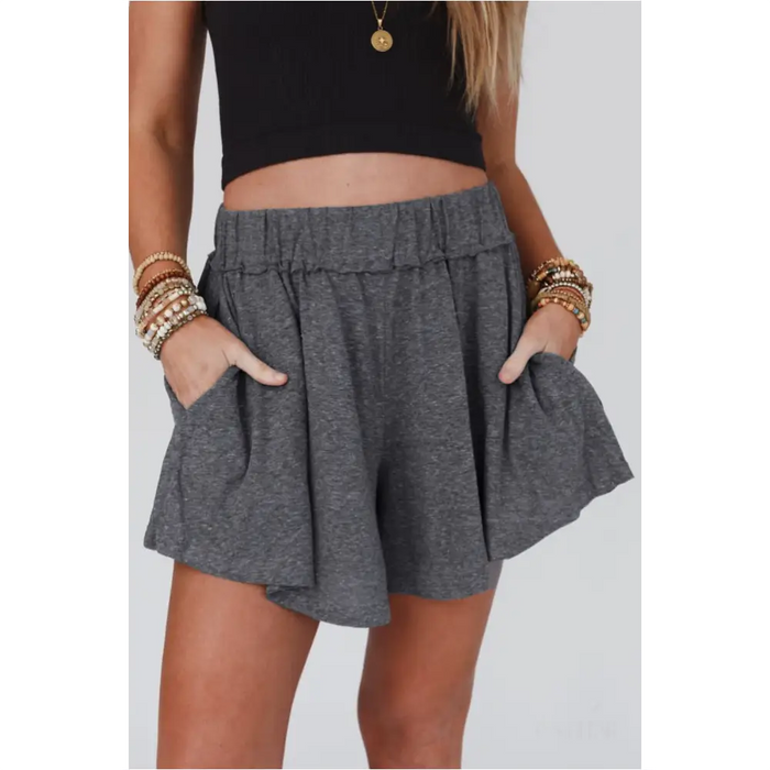 Short jupe gris à taille élastique-2