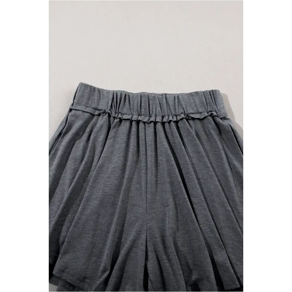 Short jupe gris à taille élastique-8