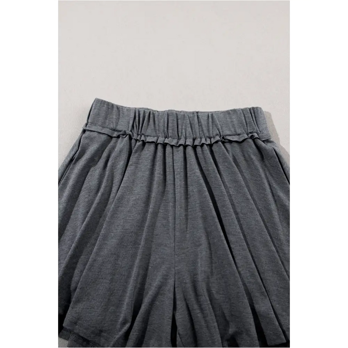 Short jupe gris à taille élastique-8