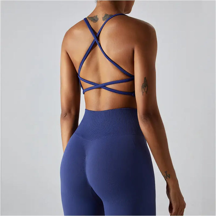 Soutien-gorge de yoga sans couture - séchage rapide - Navy