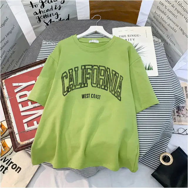 T-shirt en coton décontracté oversized - Vert / 2XL