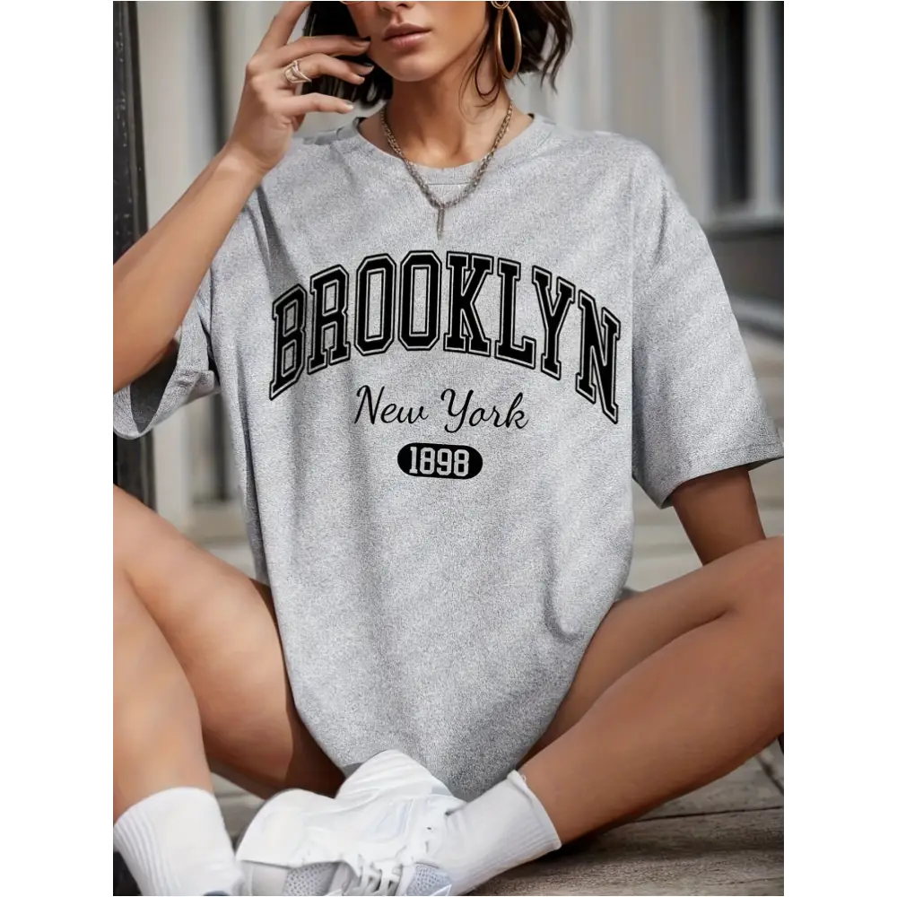 T-shirt Summer Brooklyn - Gris Clair / L - T-shirt Oversize