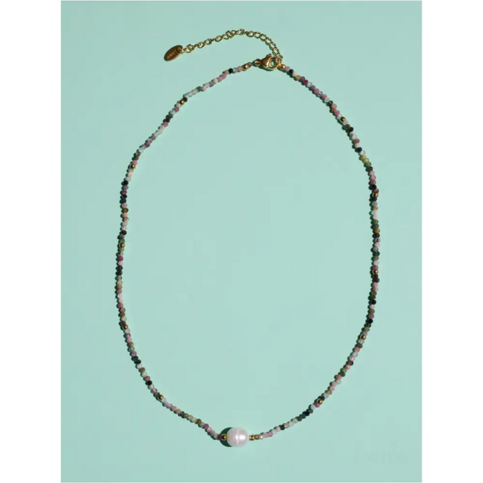 Tee - Collier de cristal de tourmaline avec perles-3