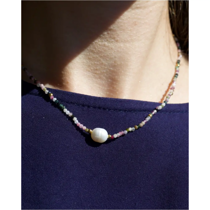 Tee - Collier de cristal de tourmaline avec perles-8