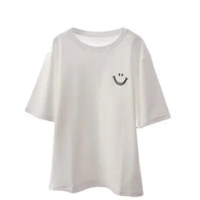 Tee-shirt à Smiley: Coupe Large - Blanc/Noir
