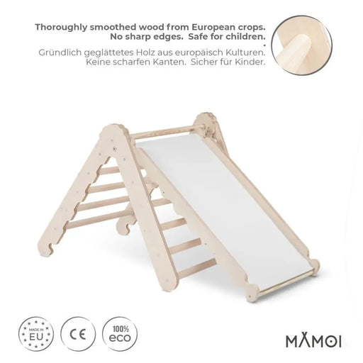 MAMOI® Triangle descalade avec toboggan interieur pour enfant, Mur escalade intérieur en bois pour bebe à partir de 1/2/3 an, Motricité libre montessori-1