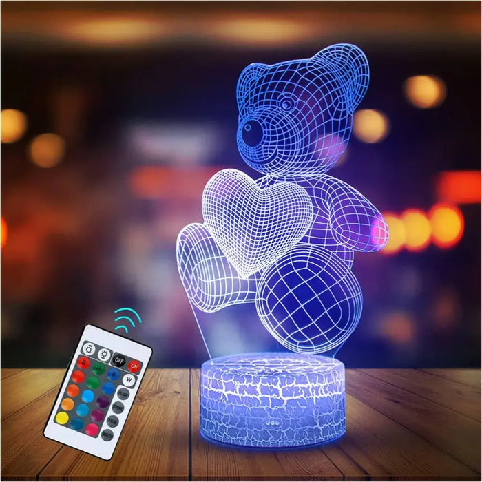 Veilleuse Ours 3D Amour - Projecteur Led