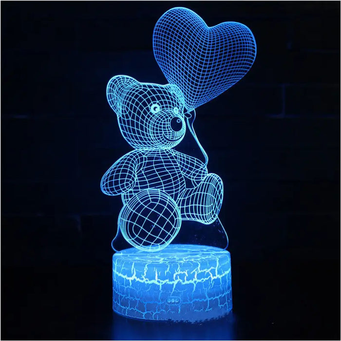 Veilleuse Ours 3D Amour - Projecteur Led