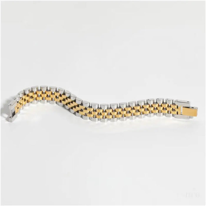 Yura - Woven Gold Silver Watch Chain Bracelet-9