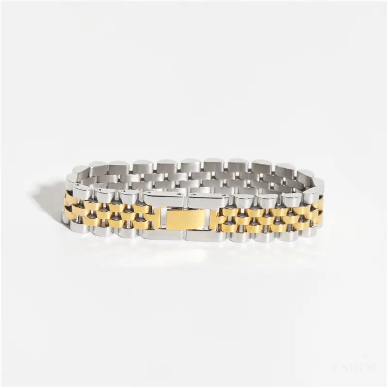 Yura - Woven Gold Silver Watch Chain Bracelet-0