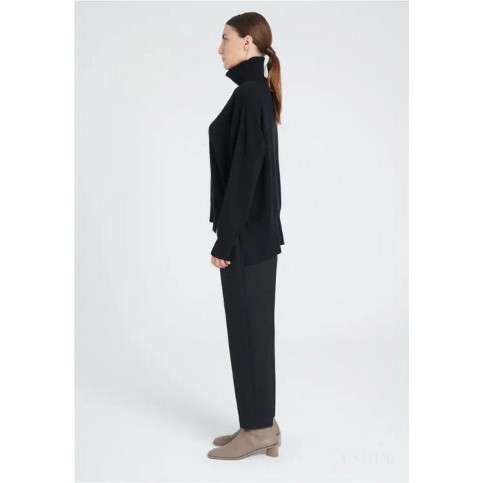 ZAYA 13 Pull col montant oversize en cachemire noir-2