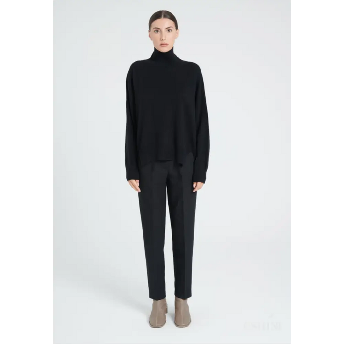 ZAYA 13 Pull col montant oversize en cachemire noir-0