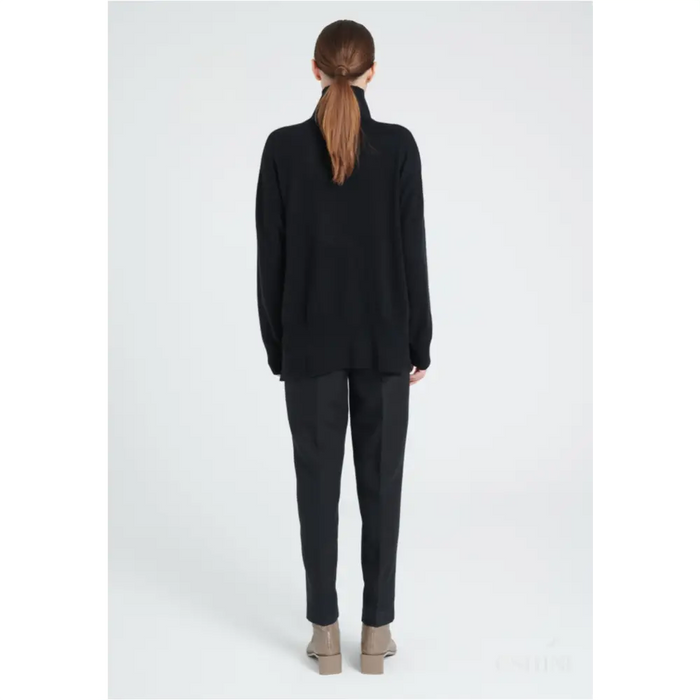 ZAYA 13 Pull col montant oversize en cachemire noir-3